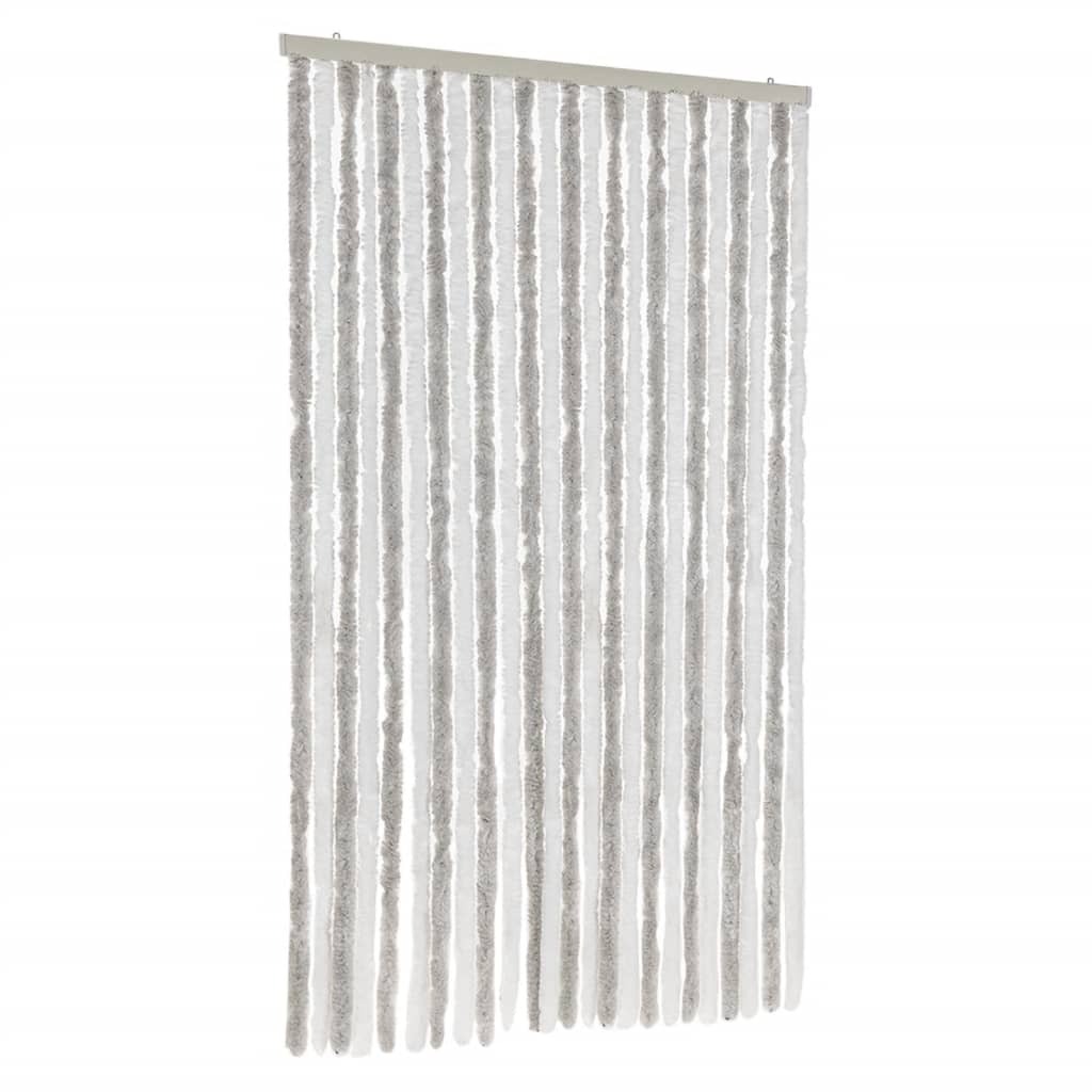 vidaXL Zasłona Fly jasnoszara i biała 100x200 cm szenilowa
