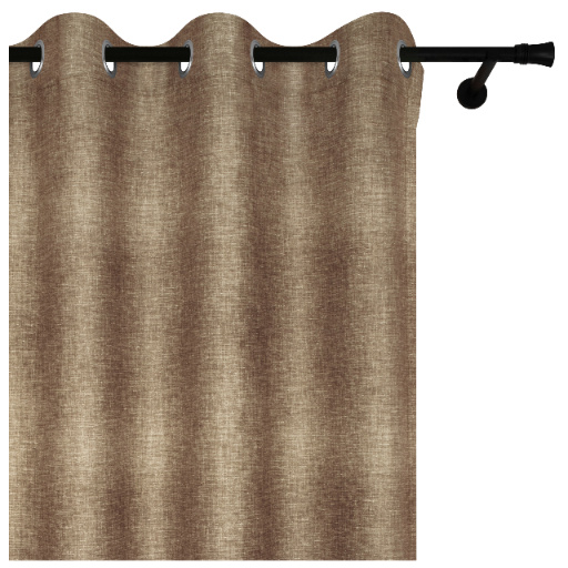 Voppi Zasłona przelotowa w stylu boho 140 x 240 cm zasłona na przelotkach brązowa z lnianym wzorem