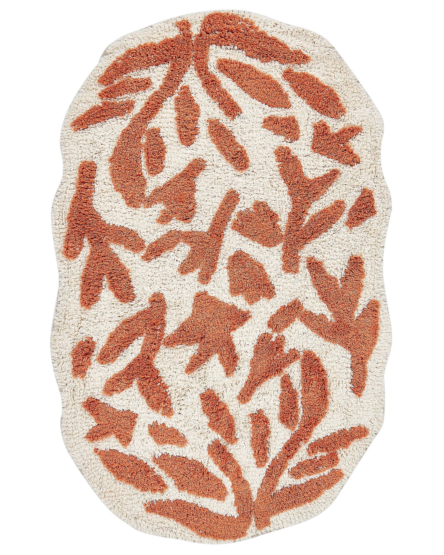BELIANI Dywanik łazienkowy pomarańczowy bawełniany 60 x 90 cm nieregularny kształtReplika acyjny wzór mata łazienkowa nowoczesny design