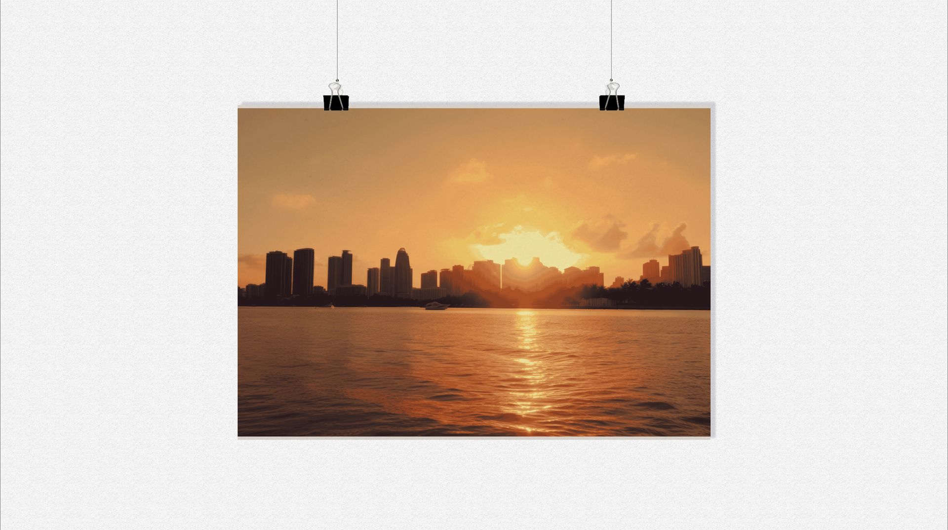 Plakat Miami Beach - Plakat Skyline - Dekoracja ścienna - 91x61cm - Idealny do oprawienia w ramkę
