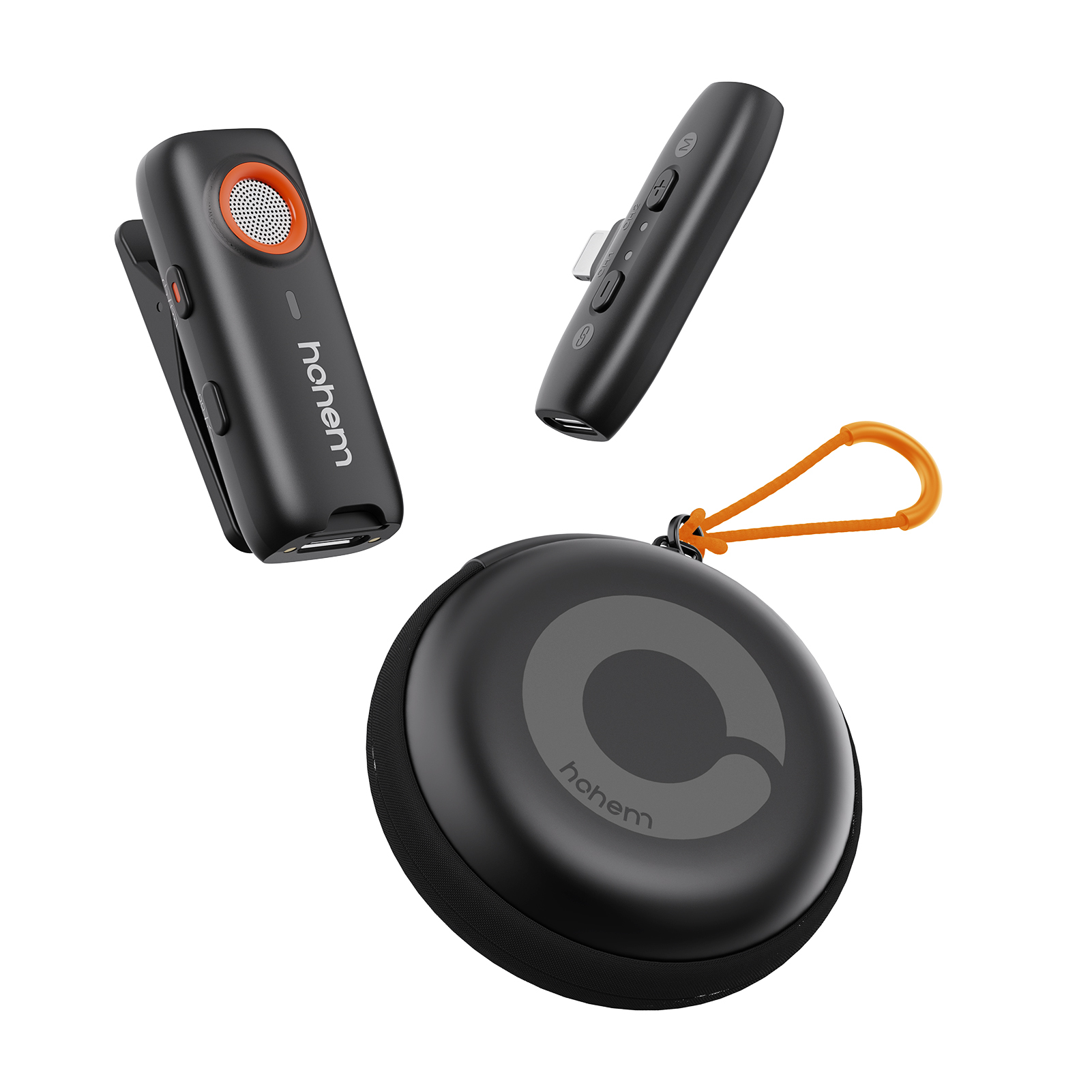 Mikrofon bezprzewodowy High MIC-01 One-Trigger-One 2.4G, mikrofon magnetyczny/przypinany do smartfona, 3-stopniowa redukcja szumów, zintegrowane gniazdo kart TF, zdalne sterowanie wyzwalaczem z futerałem, mikrofon zewnętrzny do iPhone 14/13/12/11