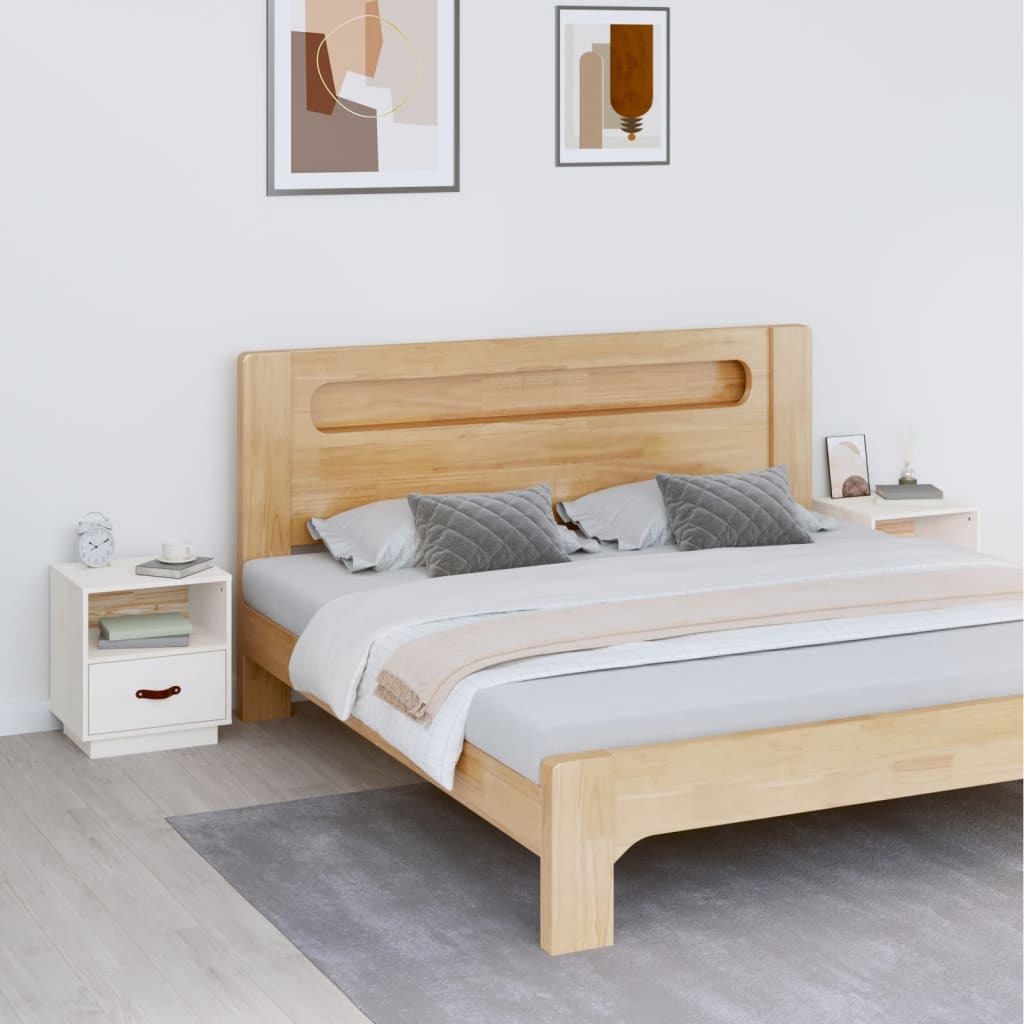 Szafki nocne 2 szt. Biały 40x34x45 cm lite drewno sosnowe