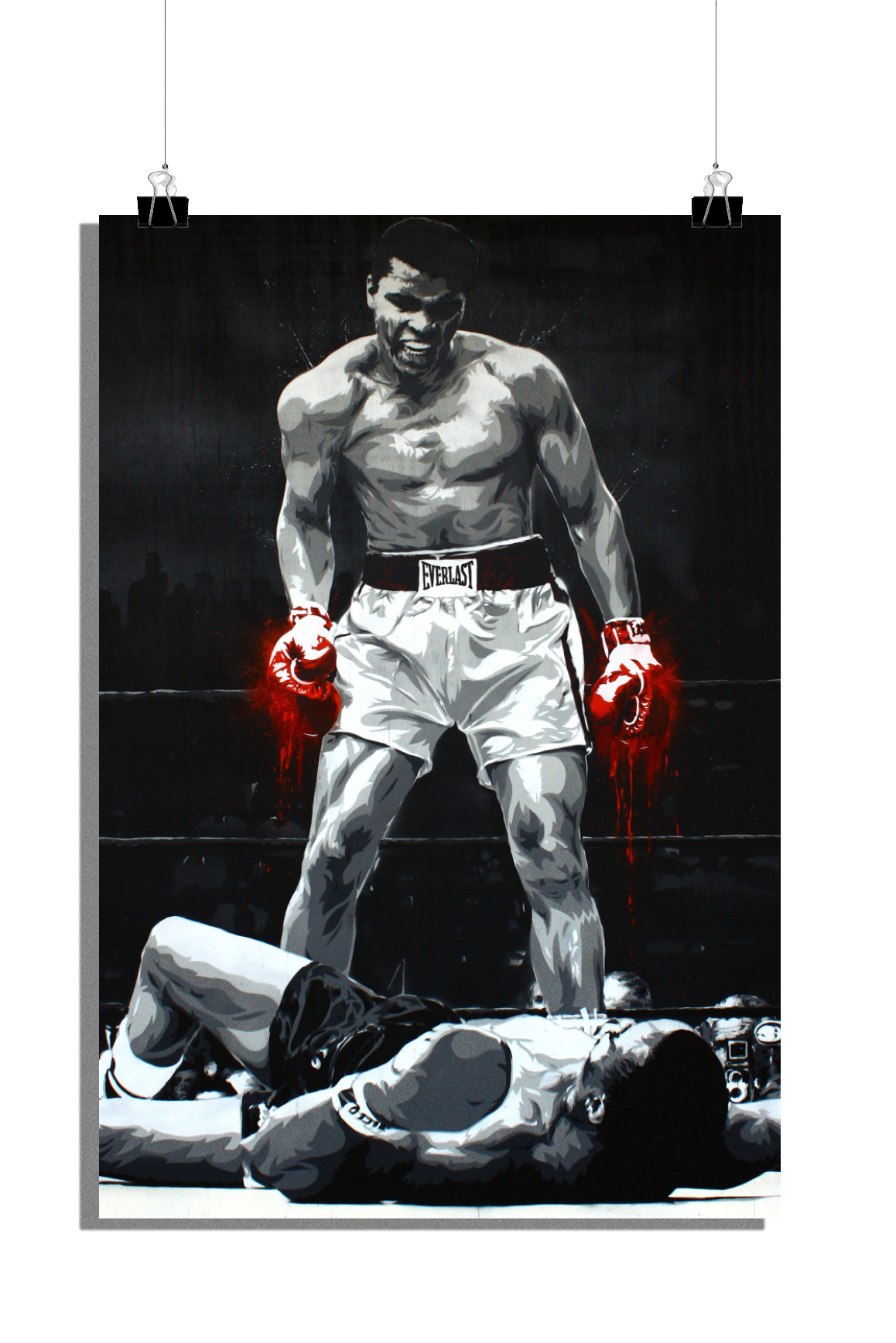 Plakat bokserski - Plakat Muhammad Ali - Plakat Czerwone Rękawice - 51x71cm - Idealny do oprawienia w ramkę
