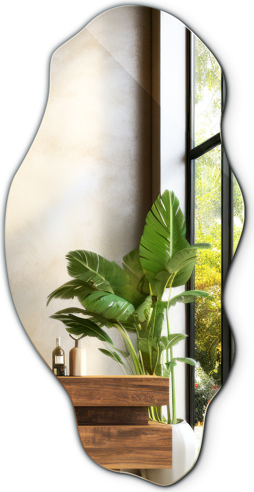 Lustro Asymetryczne Wiszące - Do Łazienki Salonu – Boho - 40 cm x 80 cm