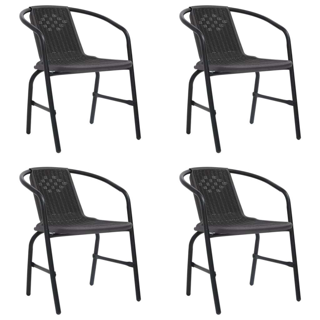 Krzesła ogrodowe 4 szt. Plastik i stal o wyglądzie rattanu 110 kg