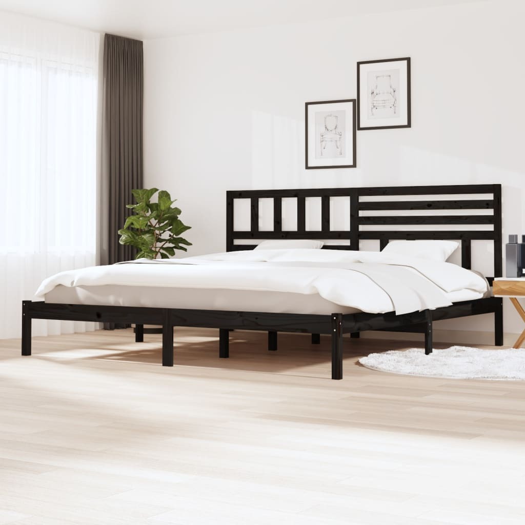 Łóżko z litego drewna sosna czarna 200x200 cm
