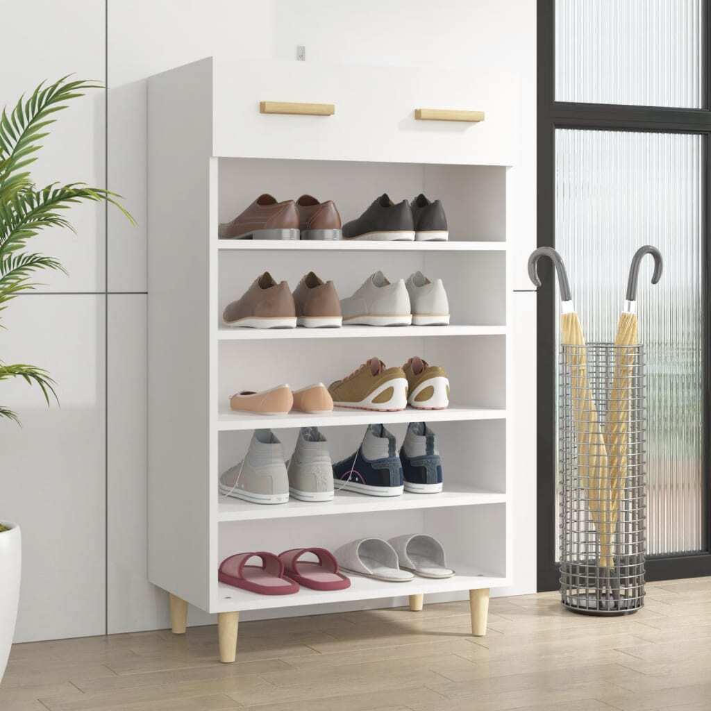 Szafka na buty biała 60x35x105 cm materiał drewnopochodny