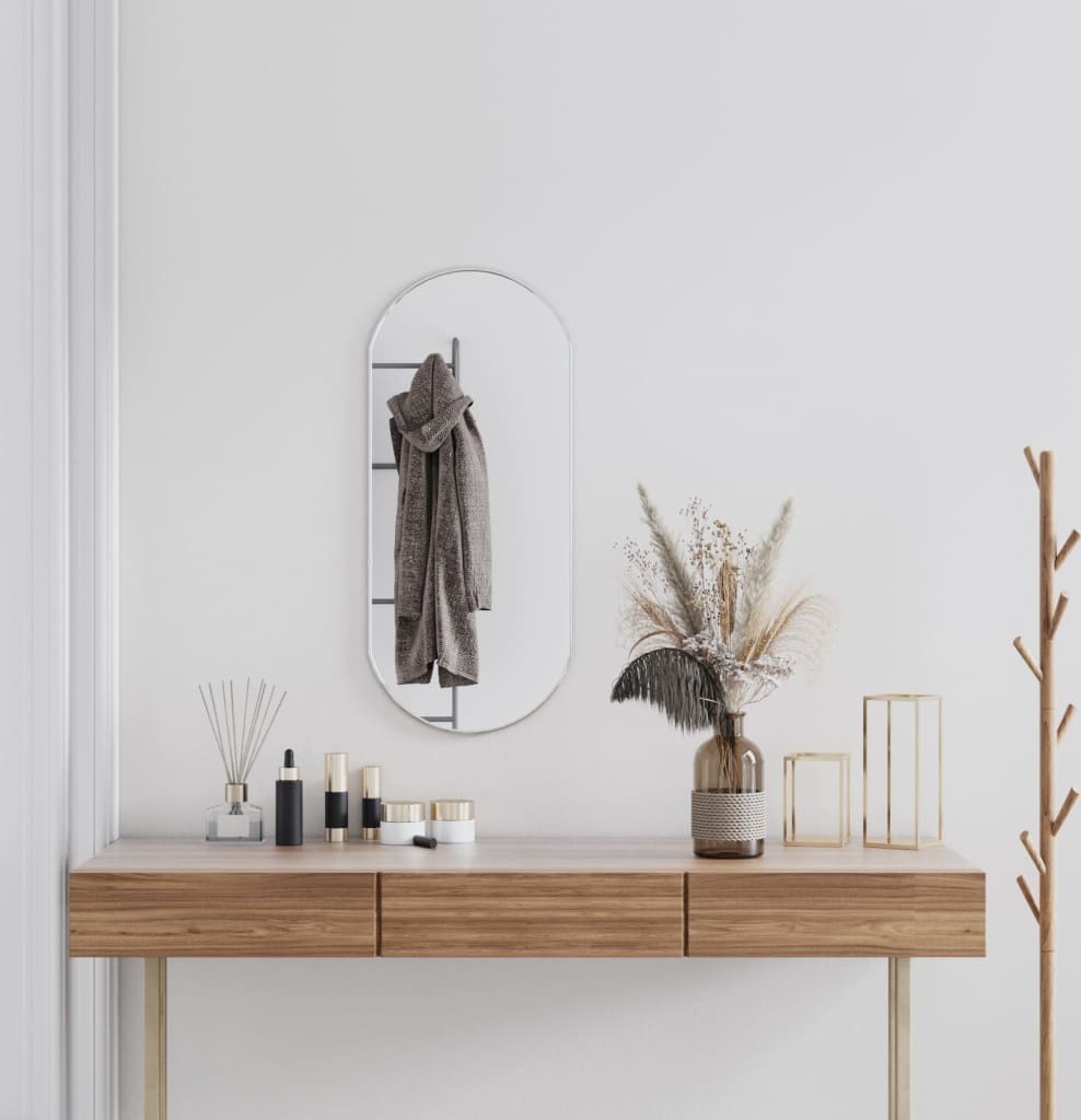 Lustro ścienne srebrne owalne 80x35 cm