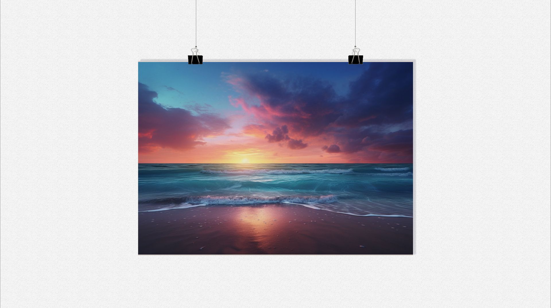 Plakat plaża - Plakat zachód słońca - Plakat natura - 71x51cm - Idealny do oprawienia w ramkę