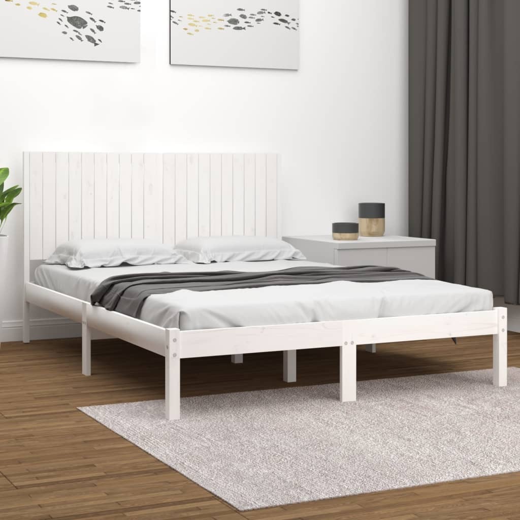 Łóżko z litego drewna sosna biała 200x200 cm