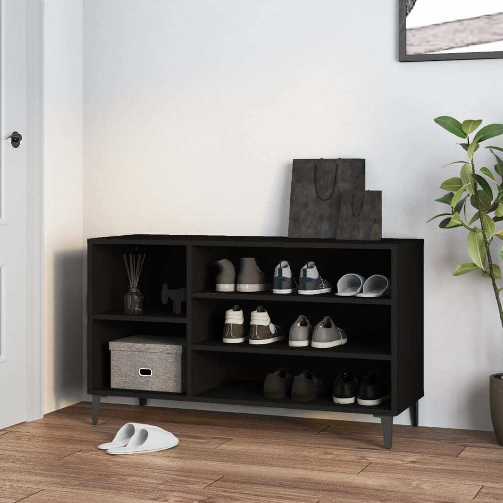 Stojak na buty czarny 102x36x60 cm materiał drewnopochodny