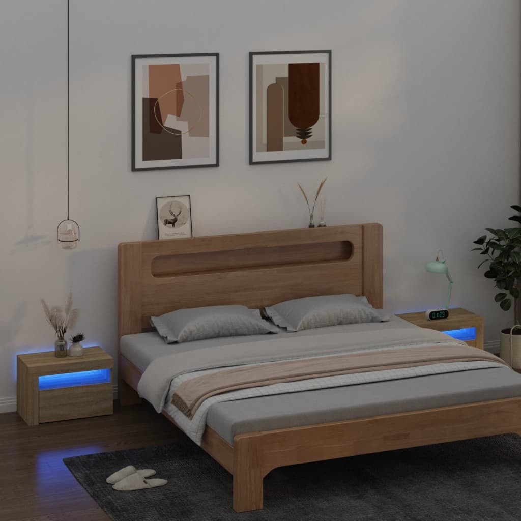 Szafki nocne 2 szt. z oświetleniem LED dąb sonoma 60x35x40 cm