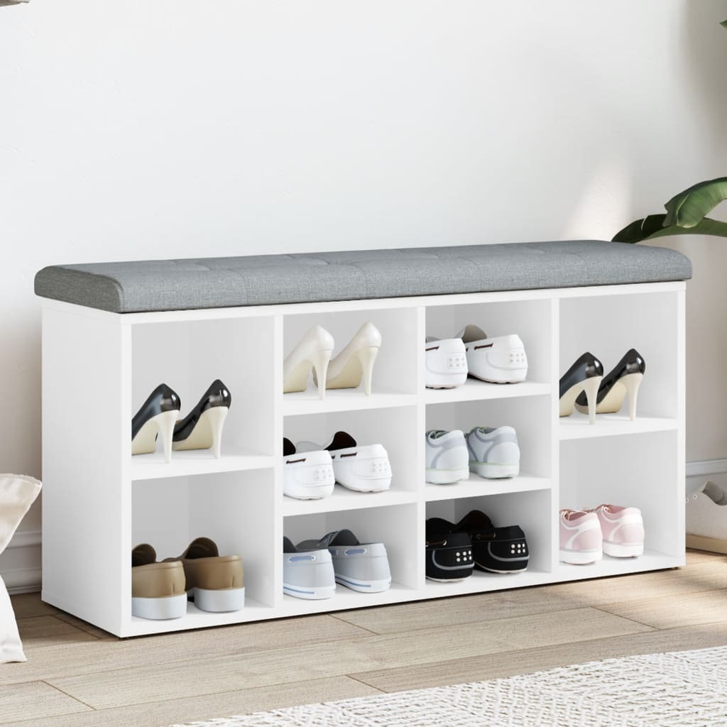 Ławka na buty biała 102x32x50 cm Materiał drewnopochodny