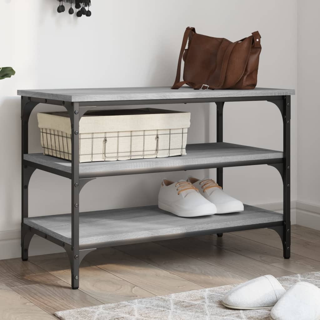 Ławka na buty szara Sonoma 70x38,5x49 cm Materiał drewnopochodny