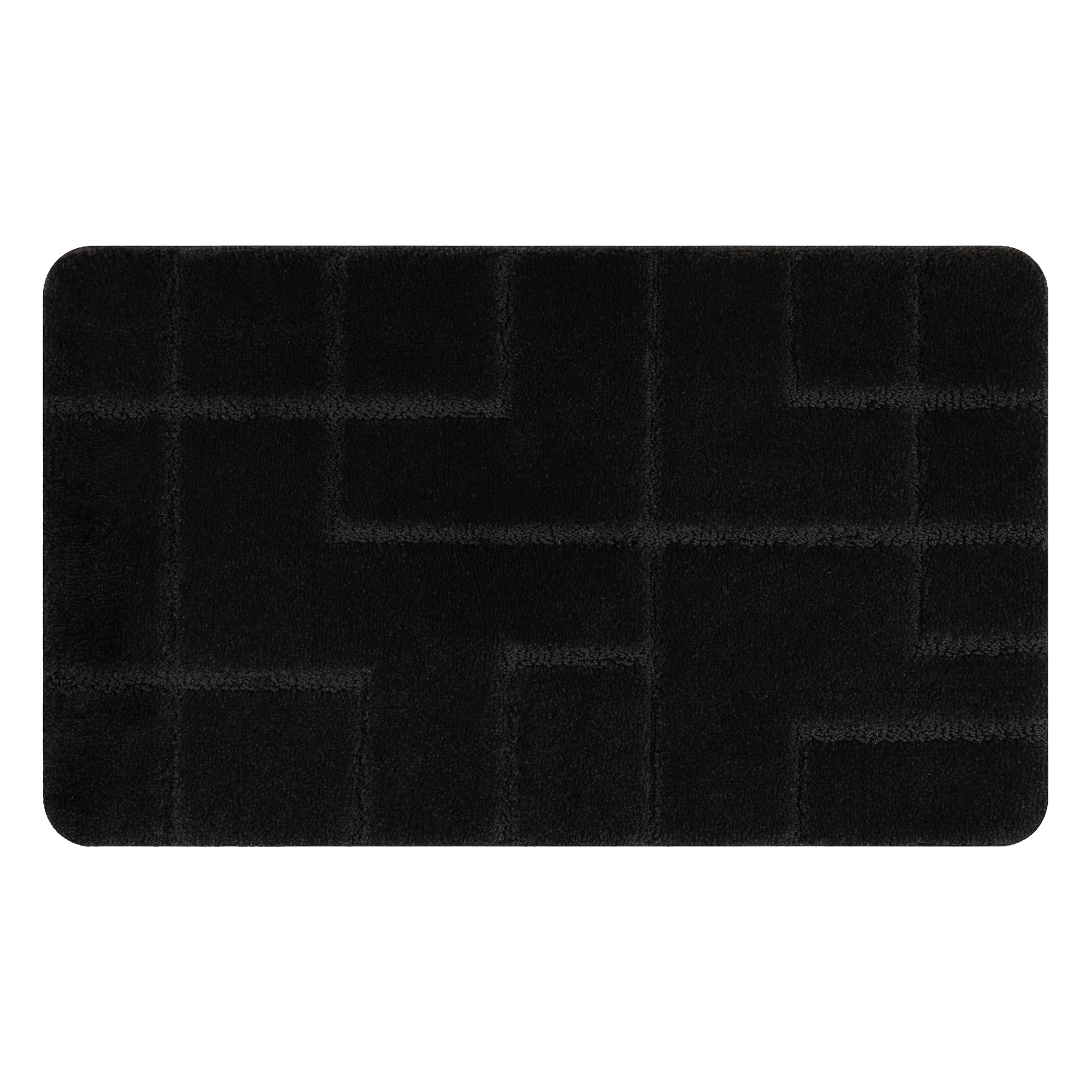 Dywan łazienkowy SUPREME LINES linie, antypoślizgowy, miękki - czarny 50x80 cm