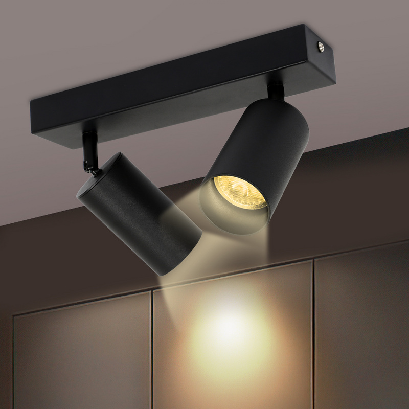 Jopassy LED reflektor ścienny obrotowy lampa sufitowa do kuchni, salonu, jadalni reflektor jednogłowicowy 2x gniazdo GU10