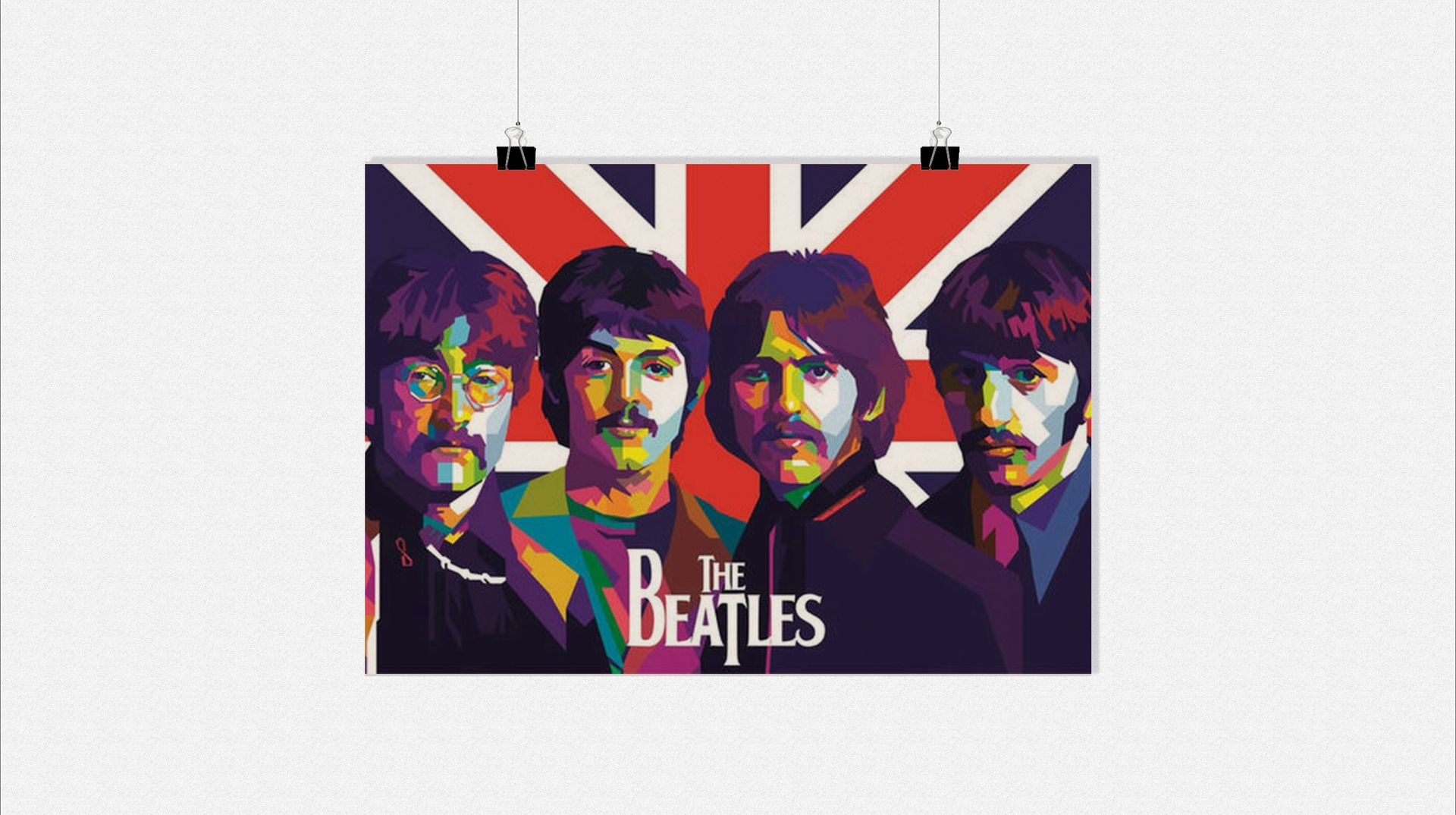 Plakat muzyczny - Plakat The Beatles - Plakat z flagą Wielkiej Brytanii - Plakat abstrakcyjny - 91x61cm - Idealny do oprawienia w ramę