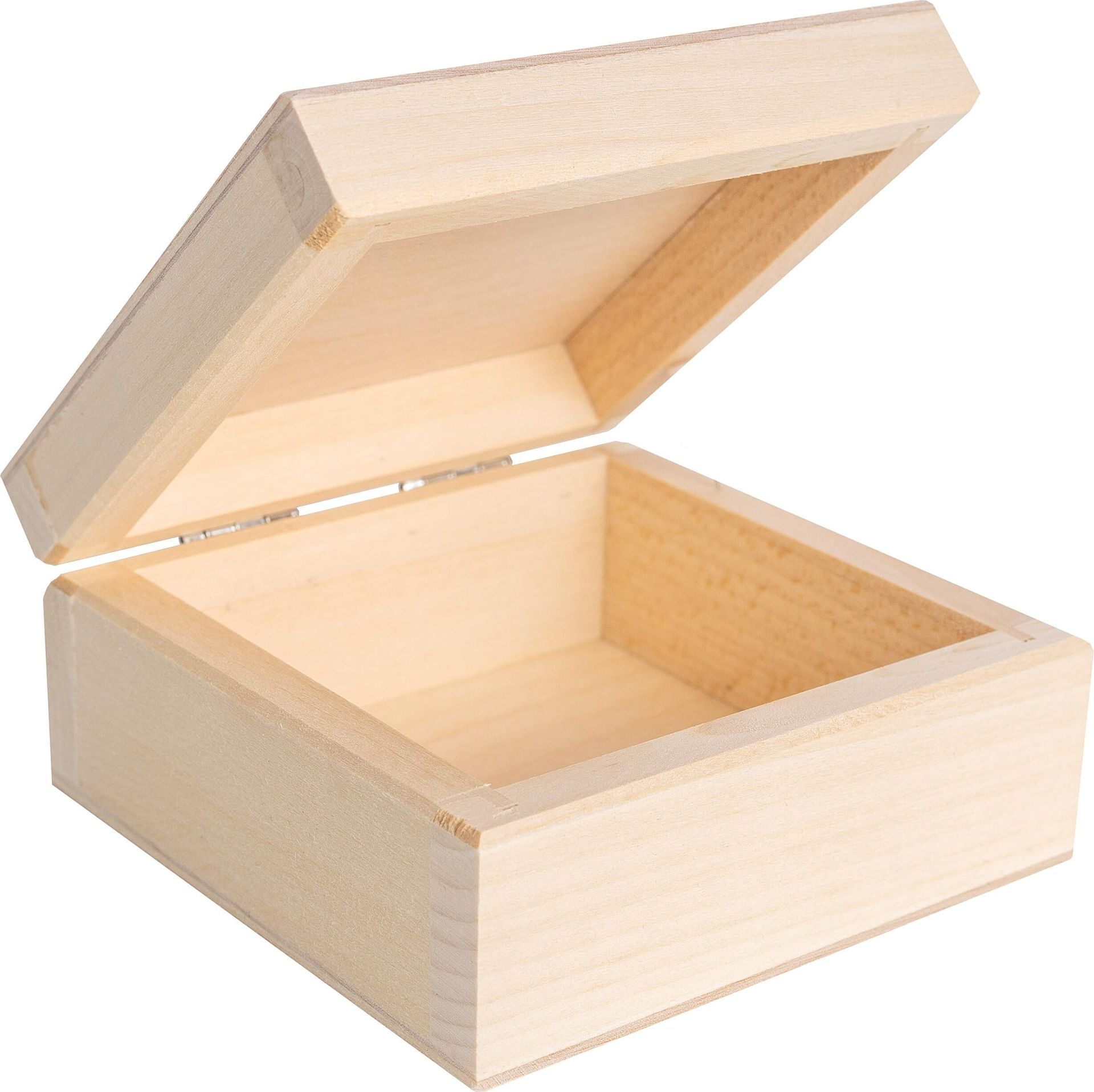 Creative Deco Małe Drewniane Pudełko 10x10x5 cm (+/- 0,5cm)| Szkatułka na biżuterię, prezentdo Decoupage, dekoracji, przechowywania| Naturalne