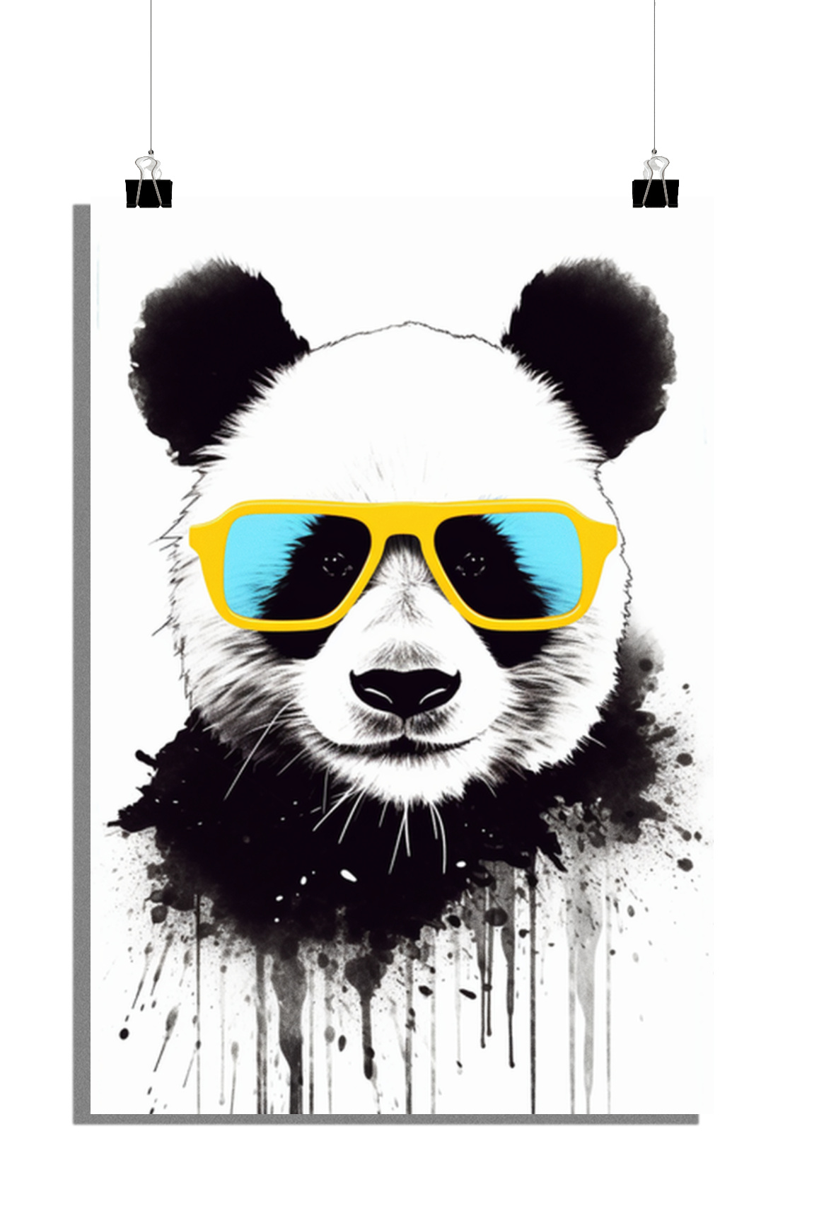 Plakat z pandą - plakat z okularami przeciwsłonecznymi - plakat akwarelowy - plakat ze zwierzętami - plakat artystyczny - 51x71cm - idealny do oprawienia w ramę