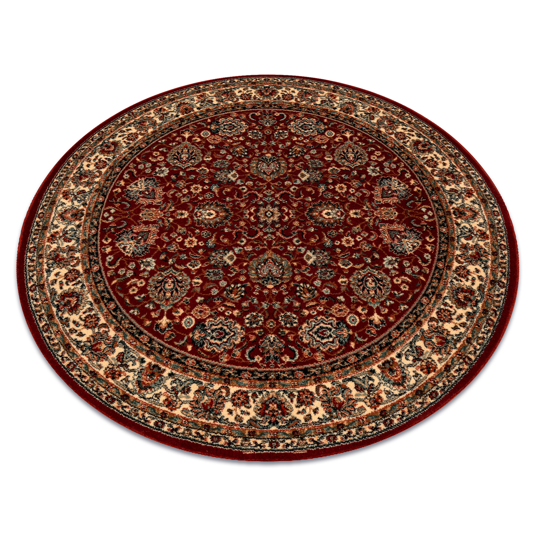Dywan wełniany KASHQAI 4362 302 koło ornament bordo / beż czerwony koło 160 cm