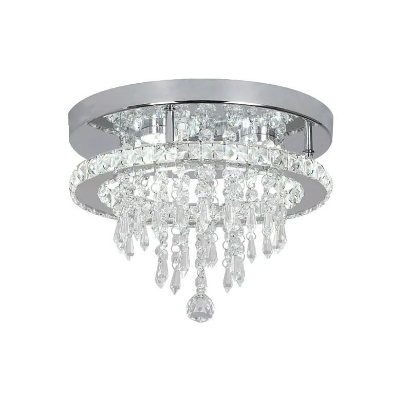 Lampy sufitowe, kryształ LED, żyrandol ze stali nierdzewnej, C 30X30cm, ciepły biały