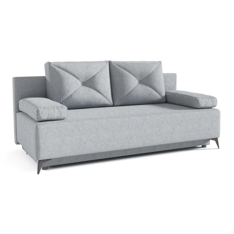 Sofa rozkładana Zosia, sofa z funkcją spania i pojemnikiem na pościel, sofa rozkładana, sofa rozkładana w tkaninie welurowej, sofa w kolorze: szary