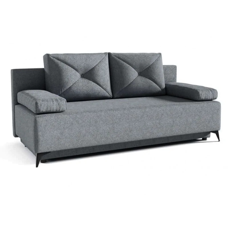 Sofa rozkładana Zosia, sofa z funkcją spania i pojemnikiem na pościel, sofa rozkładana, sofa rozkładana w tkaninie welurowej, sofa w kolorze: szary