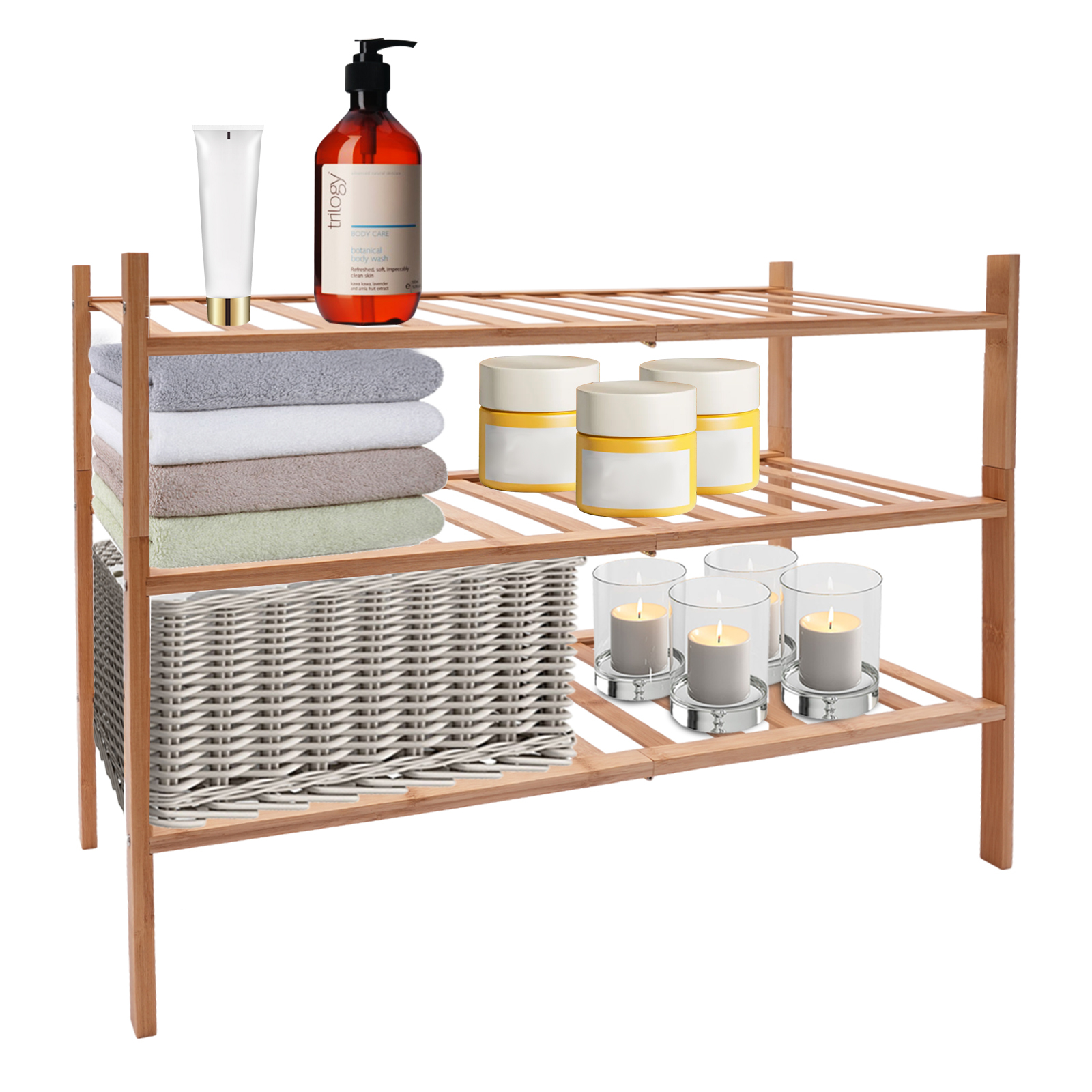 Stojak do przechowywania 3-poziomowy wolnostojący stojak na buty 68,6 * 28 * 50 cm Kolor drewna