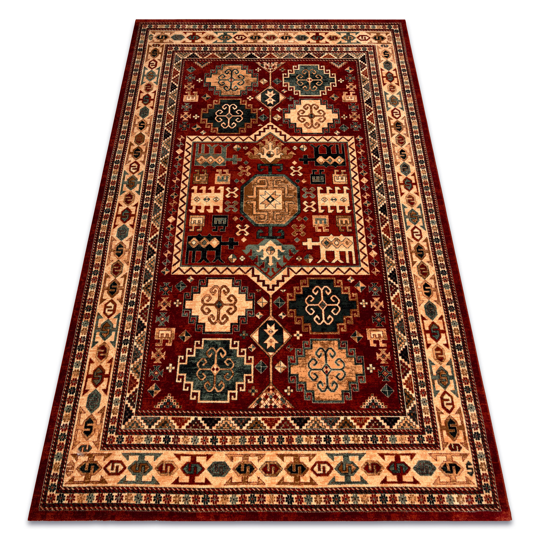 Dywan wełniany KASHQAI 4306 300 orientalny, ramka terakota / beż czerwony 200x300 cm