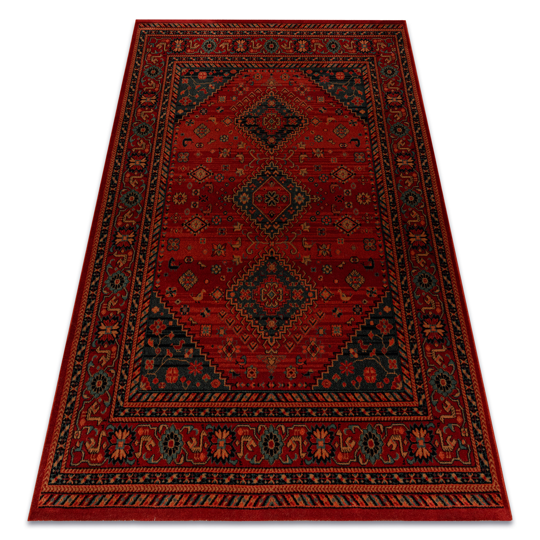 Dywan wełniany KASHQAI 4345 300 orientalny, ramka bordo czerwony 160x240 cm
