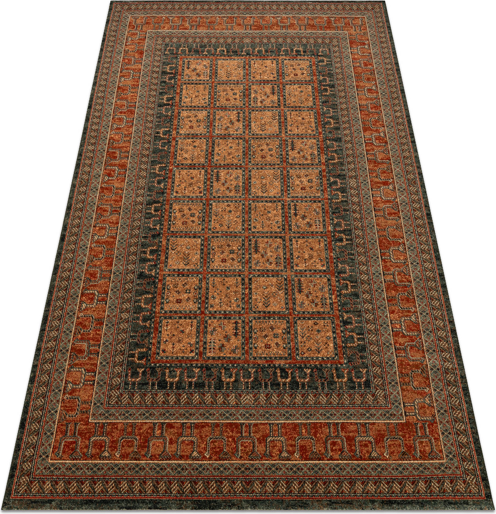 Dywan wełniany KASHQAI 4349 500 orientalny, ramka bordo czerwony 80x160 cm