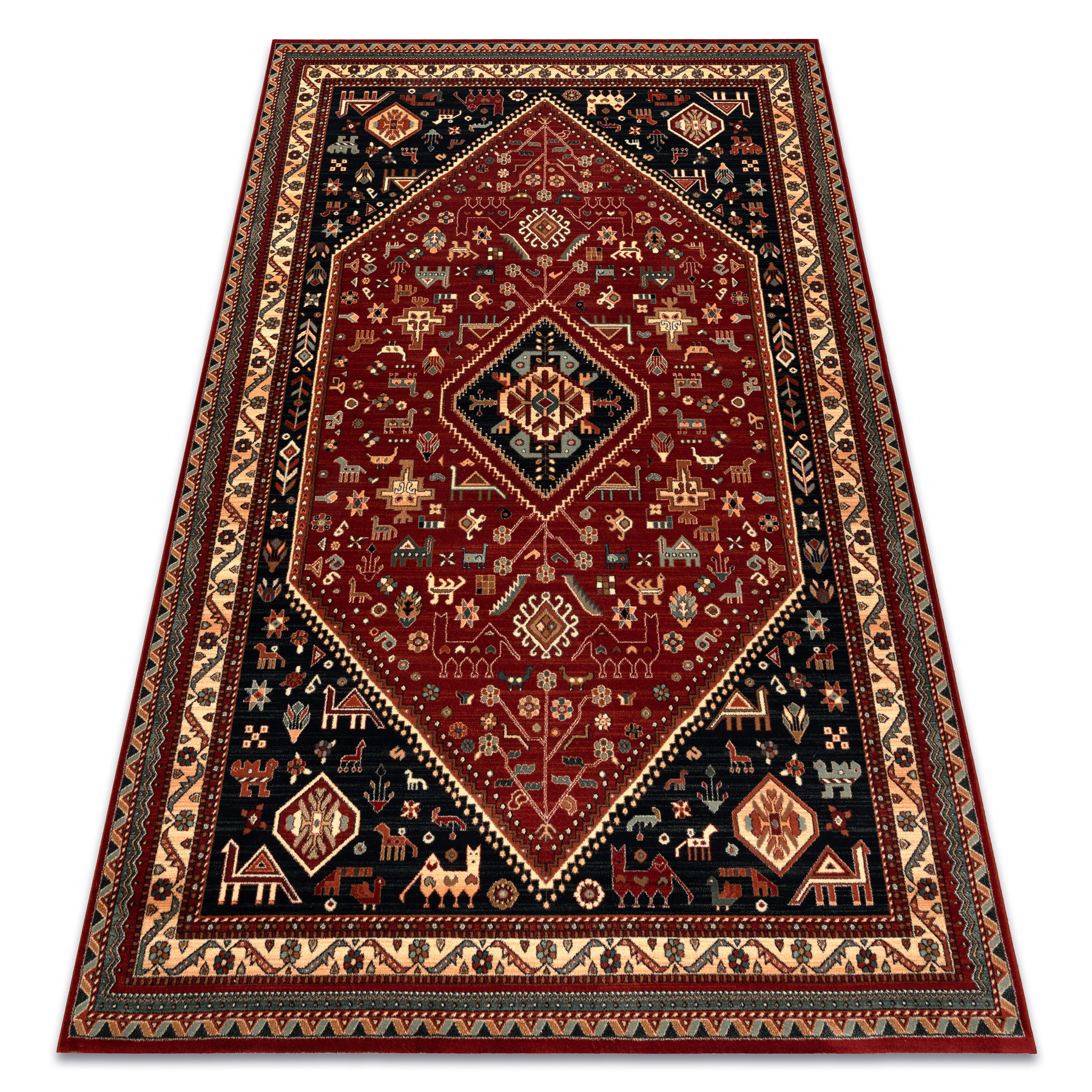Dywan wełniany KASHQAI 4364 301 orientalny, ramka bordo / czarny czerwony 160x240 cm