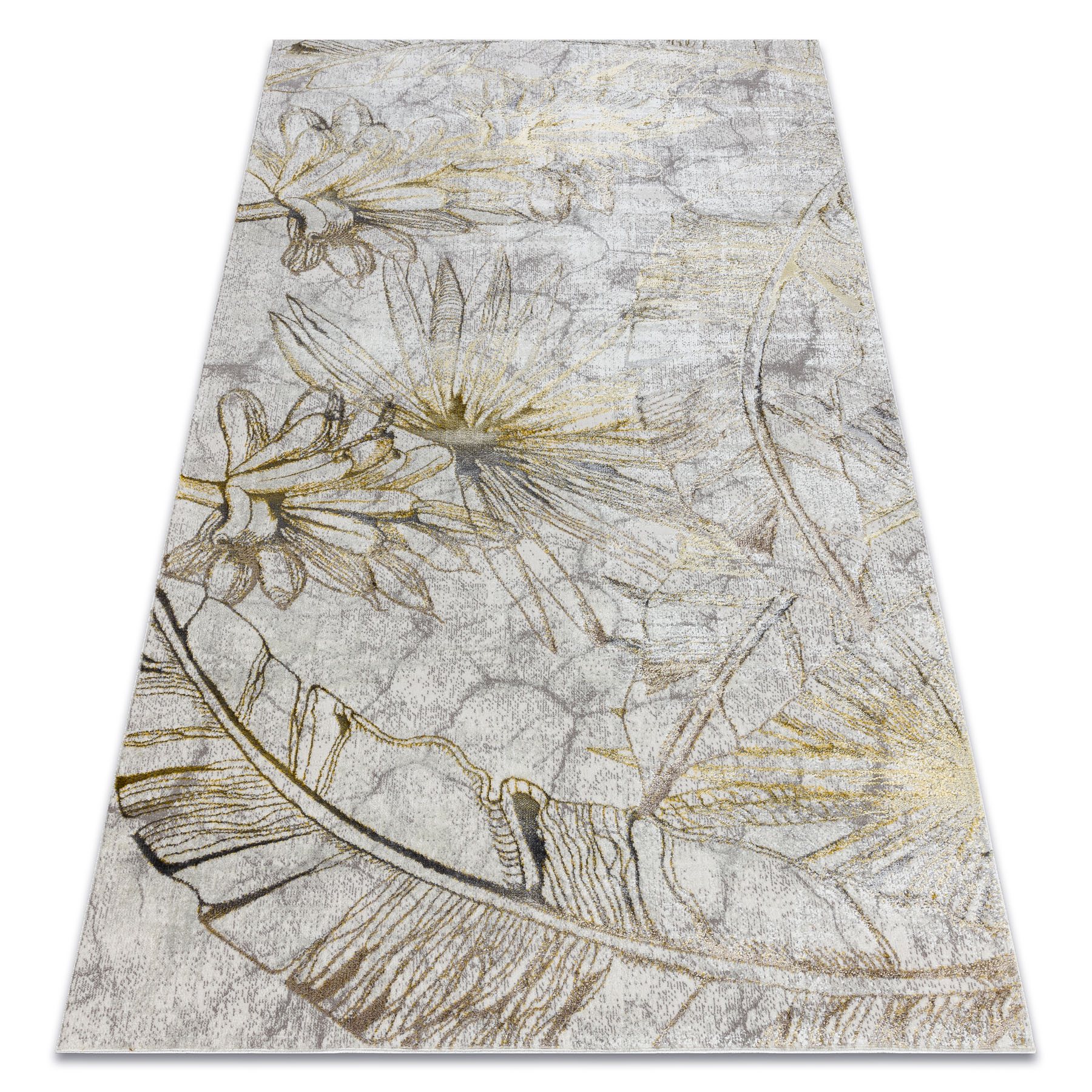 Dywan BLISS Z218AZ237 krem / złoty - Kwiaty, nowoczesny, strukturalny beżowy 160x220 cm