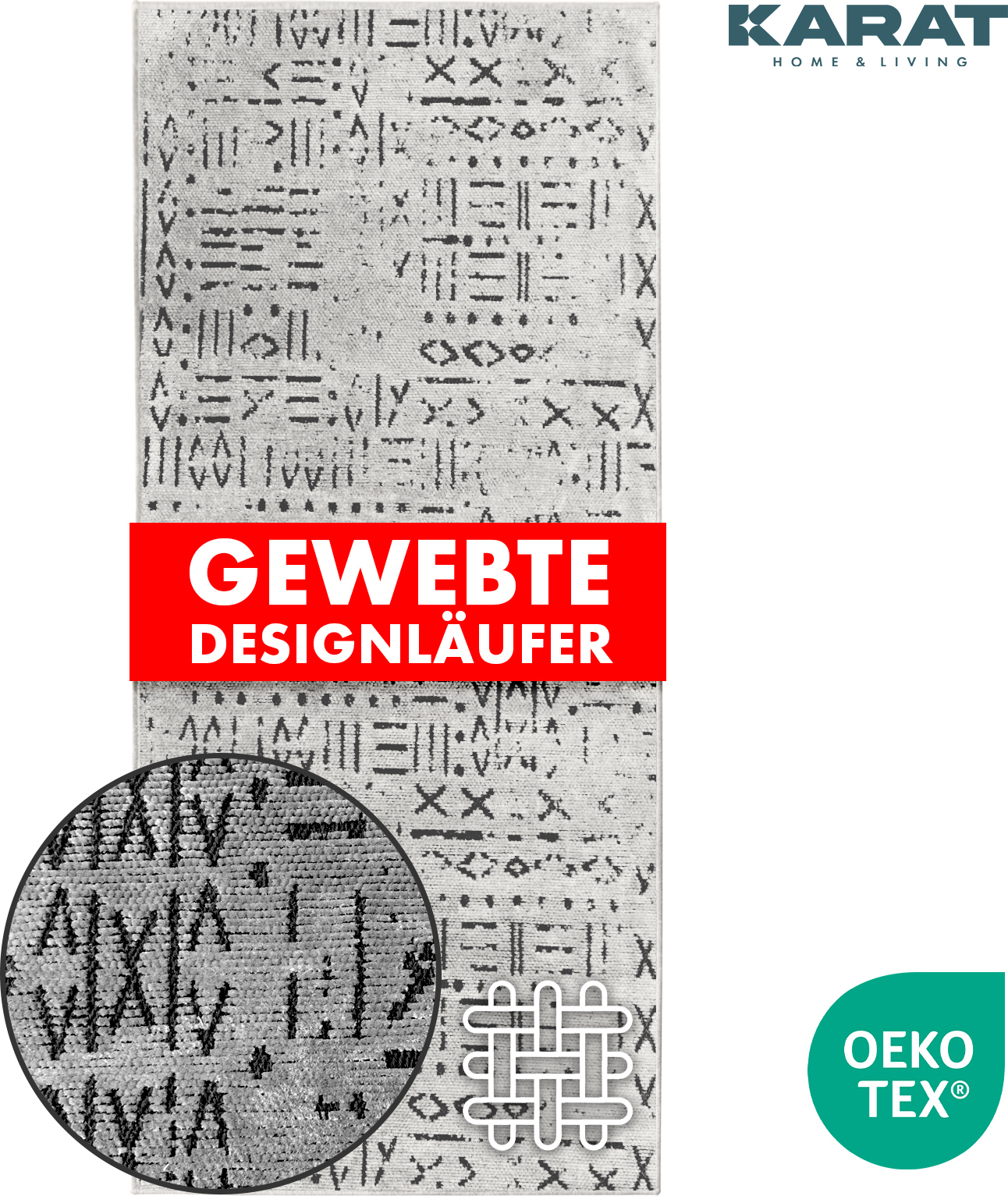 Bieżnik dywanowy Vena Wysokiej jakości żakardowy wzór w kolorze kości słoniowej 80 x 300 cm