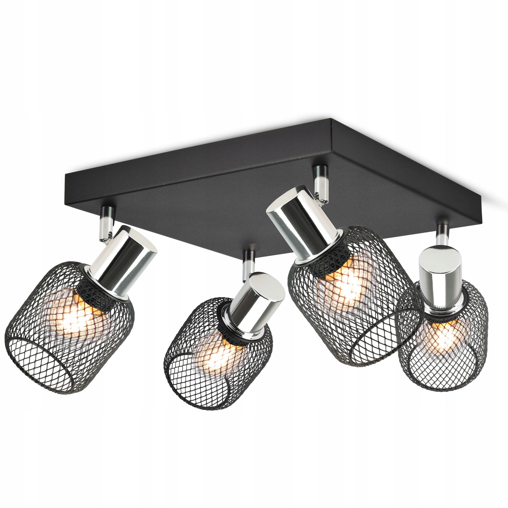Lampa Sufitowa Żyrandol Plafon Vintage LOFT Reflektor 444-AG4 E27 Z Siatki