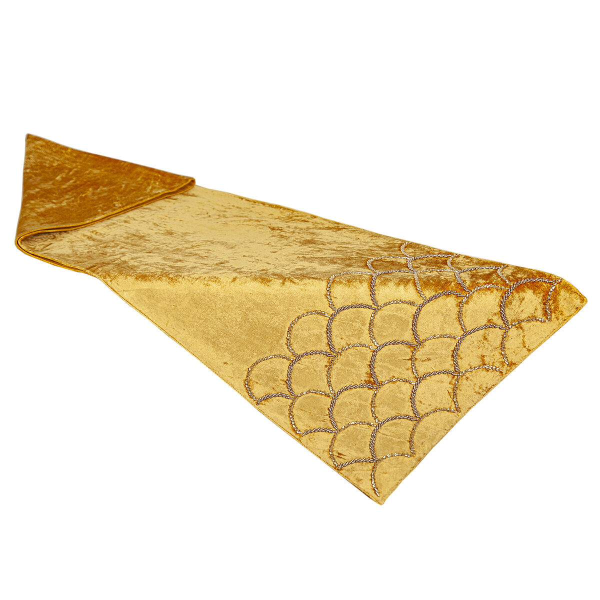 Romimex musztardowy bieżnik na stół 33 x 180 x 1 cm aksamitny