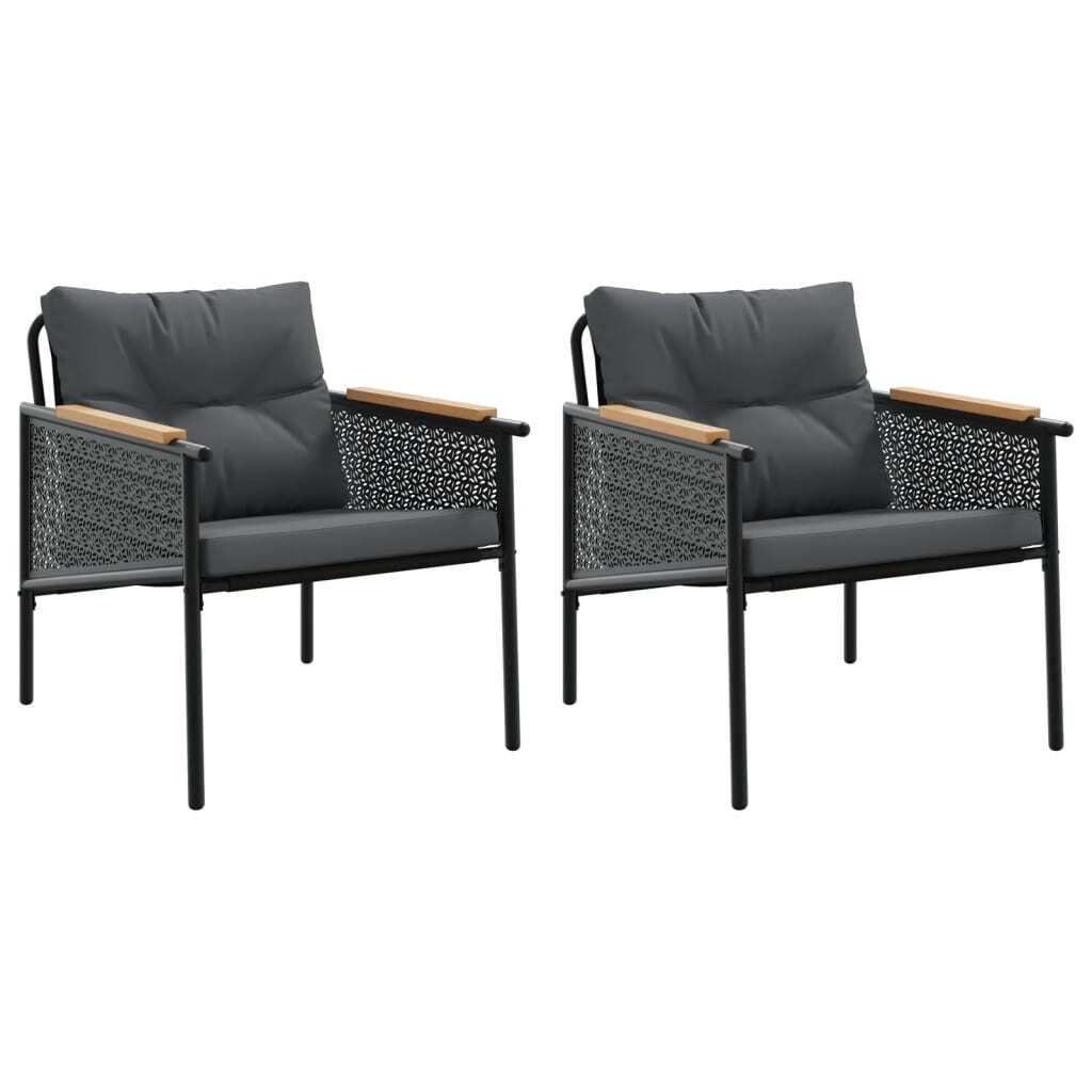 vidaXL Krzesła ogrodowe z poduszką 2 szt. stal czarny