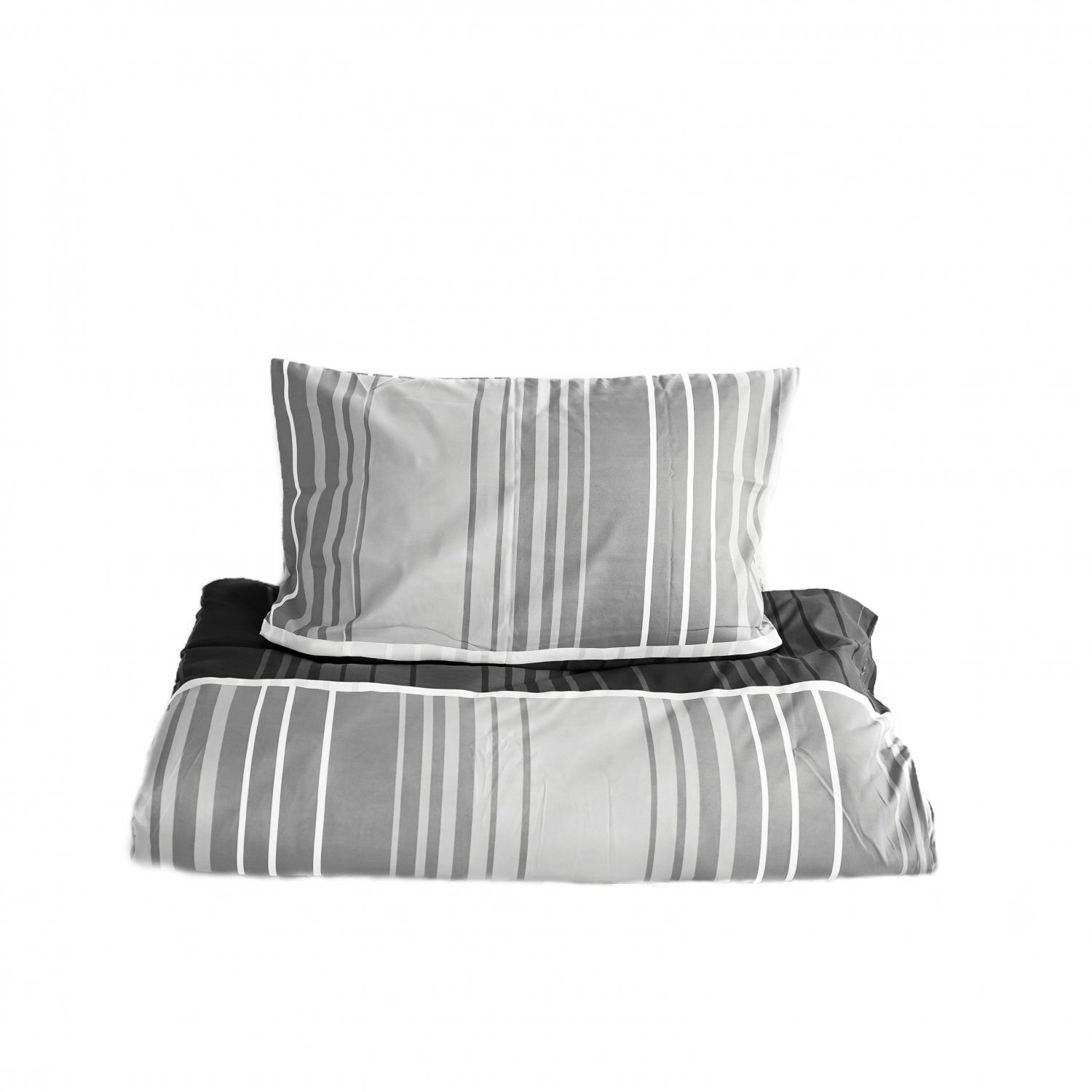 2-częściowy zestaw pościeli 155x220 cm z poszewką na poduszkę 80x80 cm z zamkiem błyskawicznym z mikrofibry w kolorze szarym