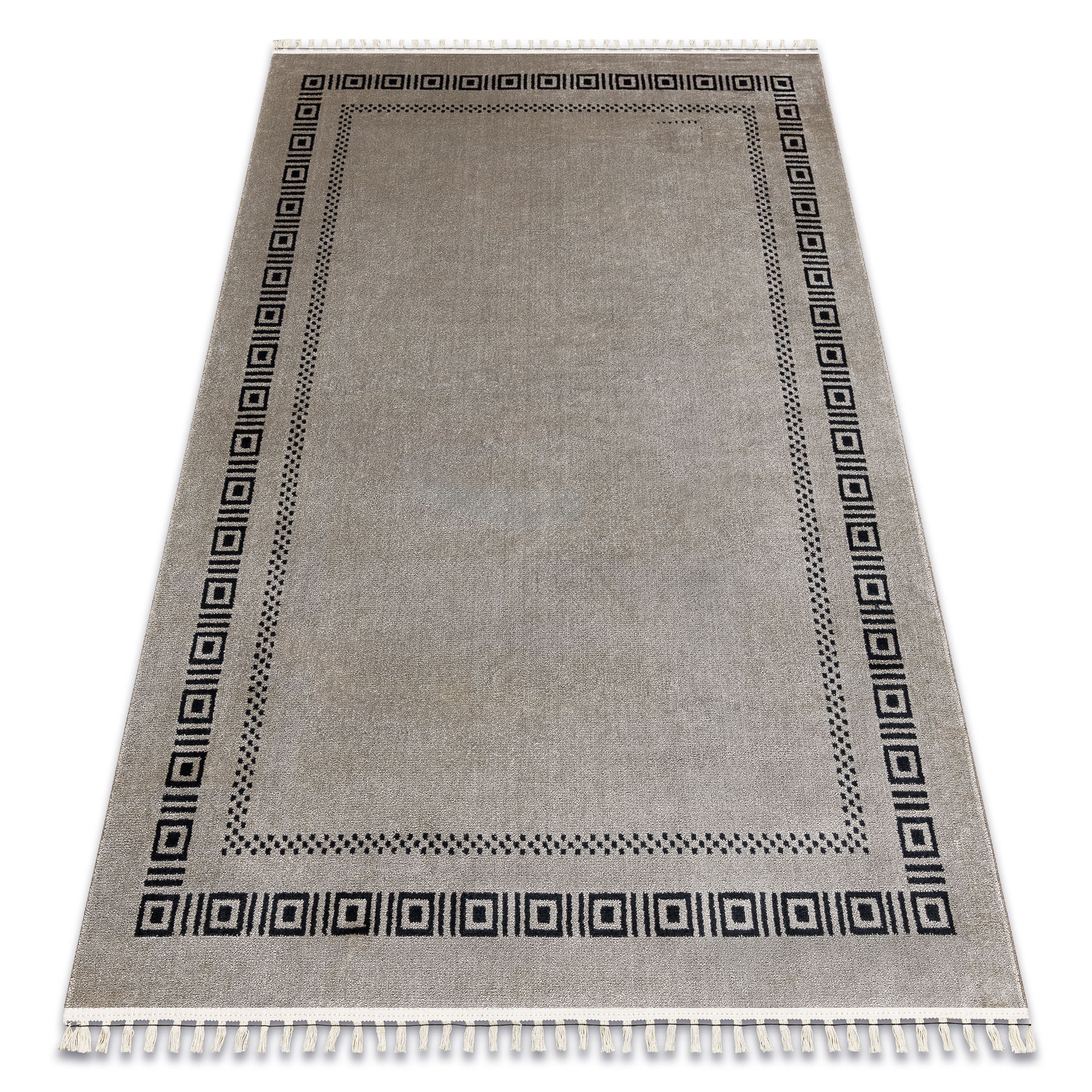 Dywan AMOUR 53098A beż / czarny - Ramka, grecki nowoczesny, elegancki beżowy 78x150 cm