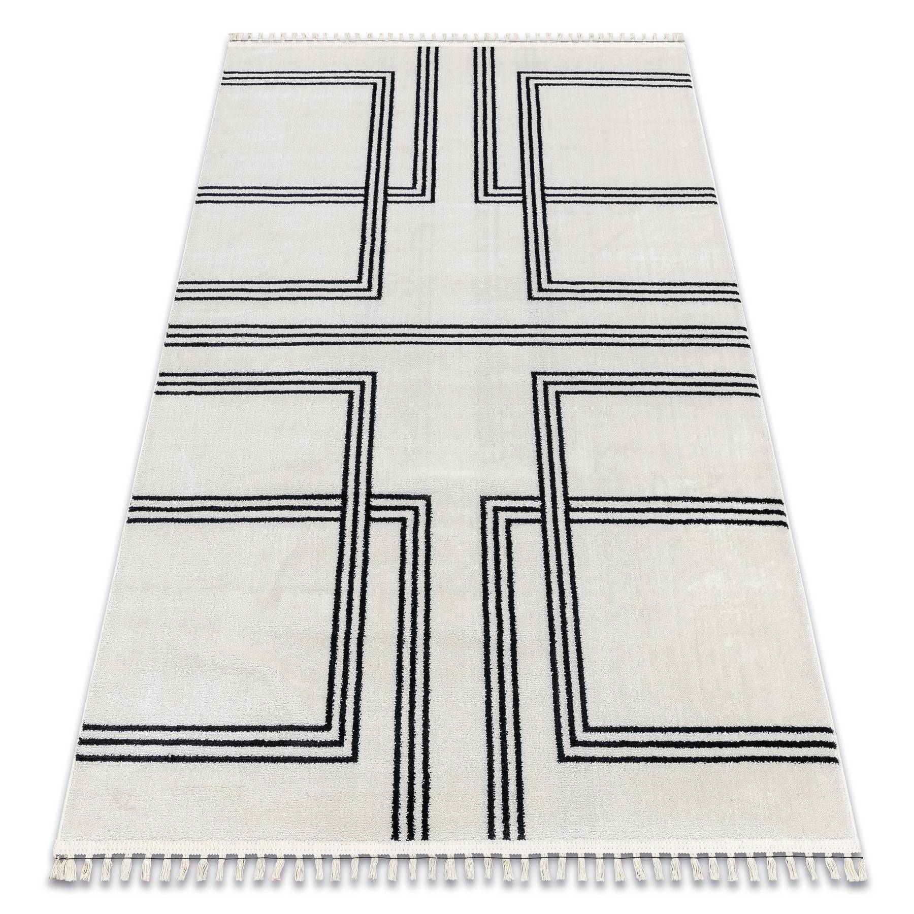 Dywan AMOUR 53091C krem - Geometryczny, linie nowoczesny, elegancki beżowy 78x300 cm