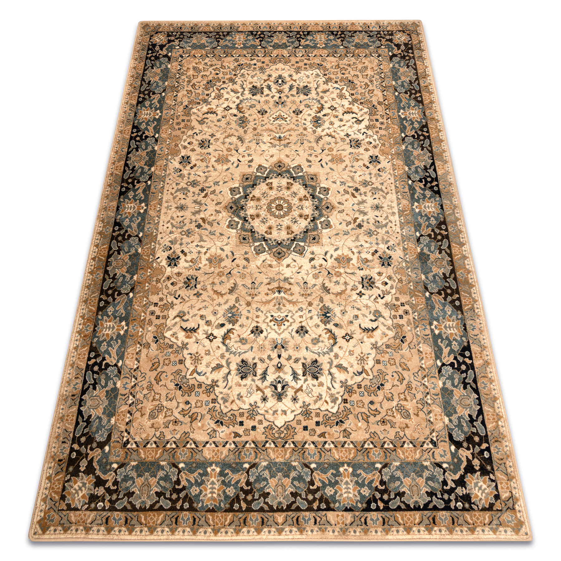 Dywan wełniany OMEGA ADAGIO Rozeta vintage koniak beżowy 235x350 cm