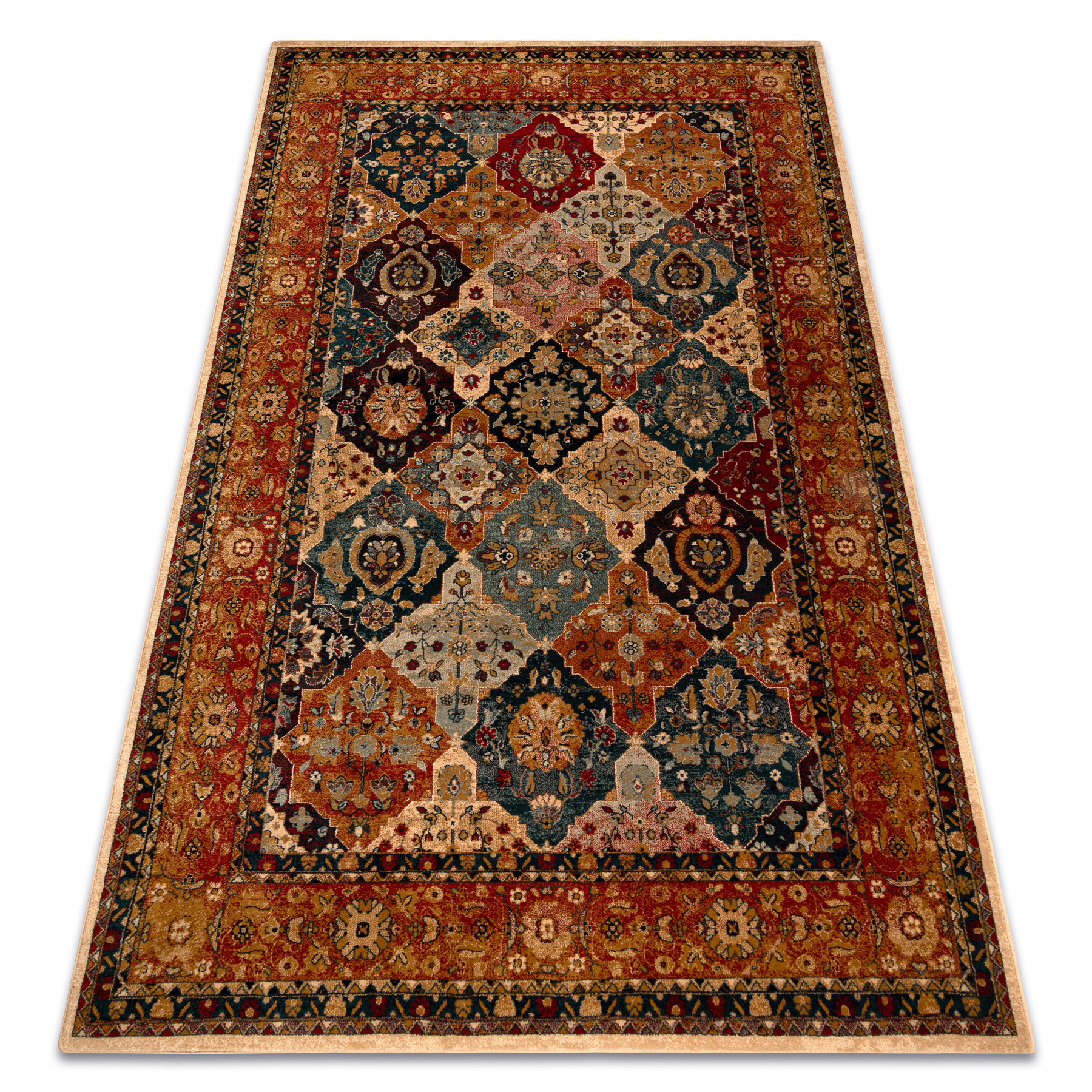 Dywan wełniany POLONIA Azer ramka orientalny czerwony wielokolorowy 170x235 cm