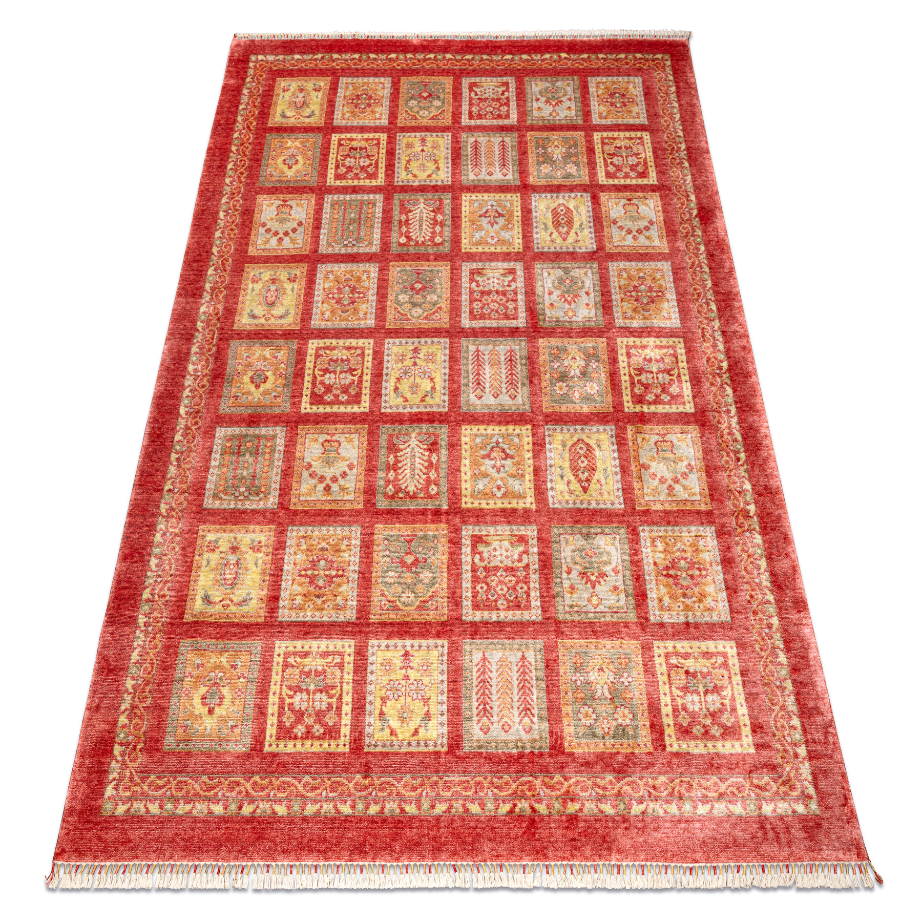 Dywan HERIZ A0985A Orientalny, ramka bordo - z bambusowej przędzy, ekskluzywny, stylowy czerwony 200x290 cm