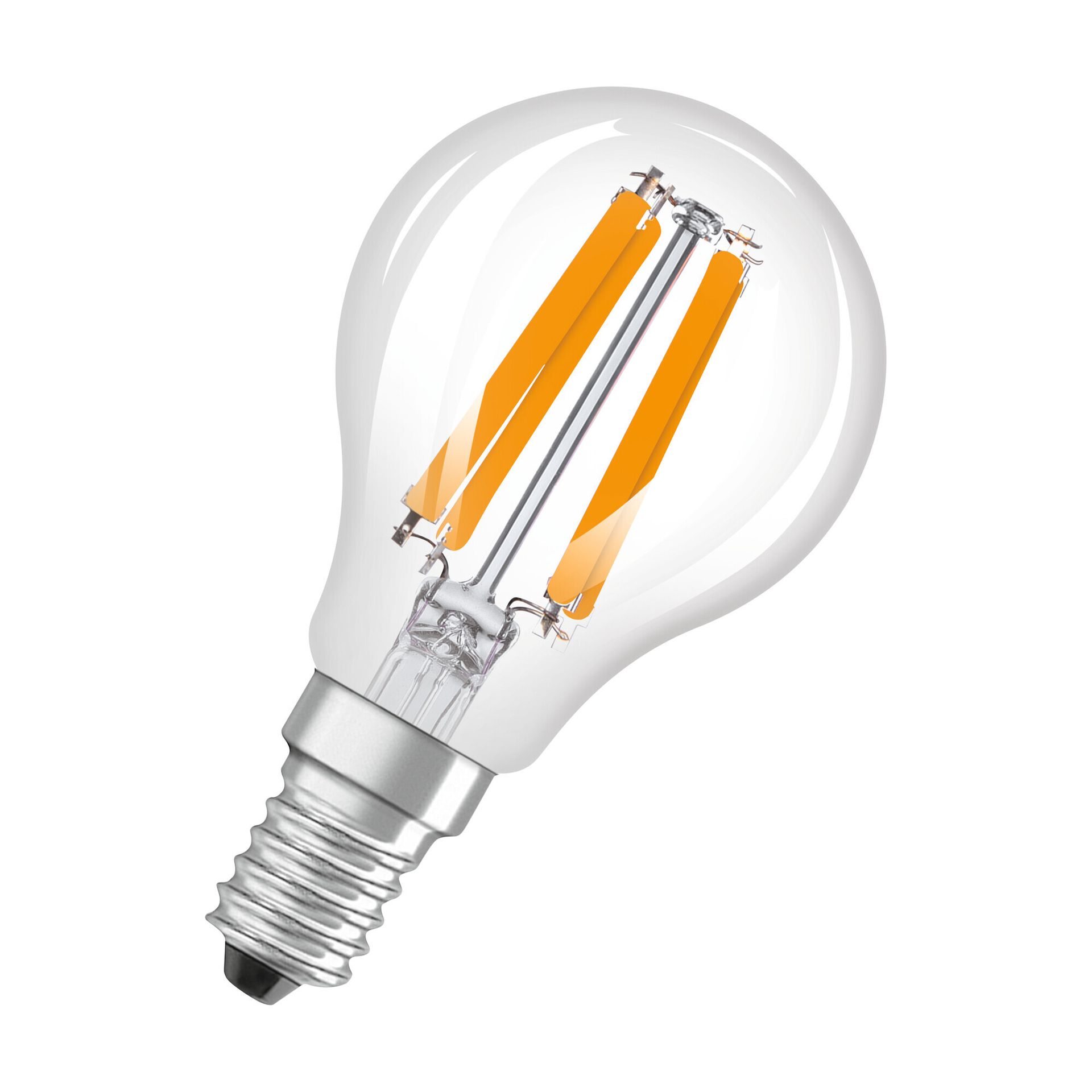 Żarówka LED OSRAM w klasycznym kształcie mini-kuli, z dekoracyjnym żarnikiem LED, klasa efektywności energetycznej A, E14, 1,2 W, 255 lm, 4000 K, chłodna biel. Nie nagrzewa się, 100 % światła natychmiast.