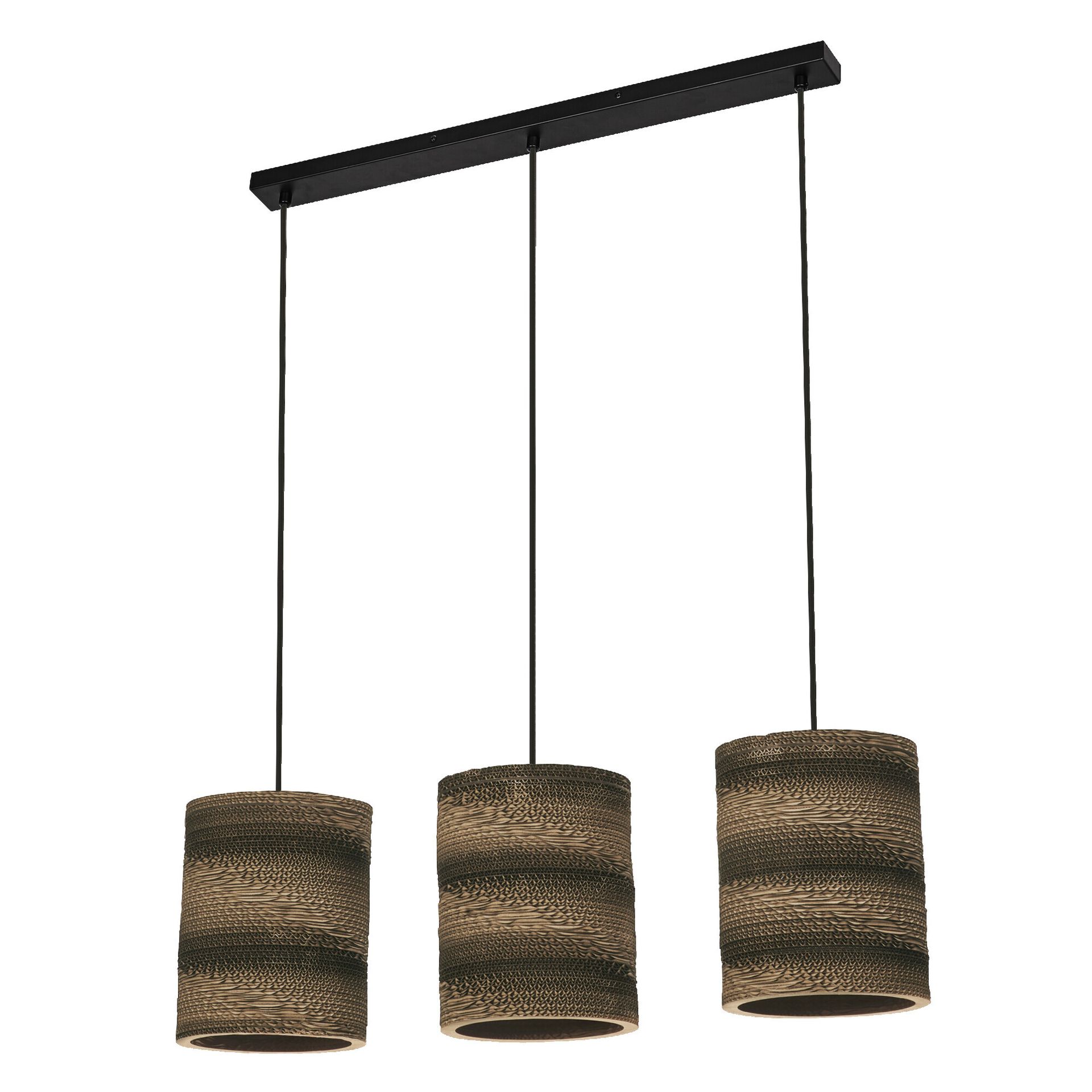 Lampa wisząca LEDVANCE 3-light Decor Cardboard Cylinder brązowa wykonana z tektury falistej, E27, długość 830 mm, klosz wykonany z materiału pochodzącego z recyklingu, ekologiczna dzięki wymiennemu źródłu światła, łatwy montaż