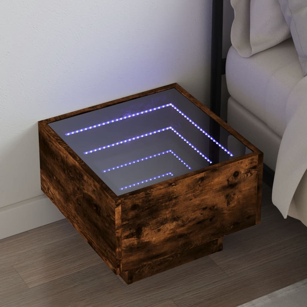 vidaXL Szafka nocna z Infinity-LED dąb wędzony 40x40x30 cm