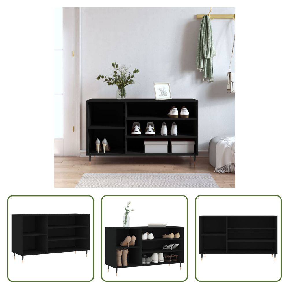 Stojak na buty The Living Store czarny 102x36x60 cm materiał drewnopochodny