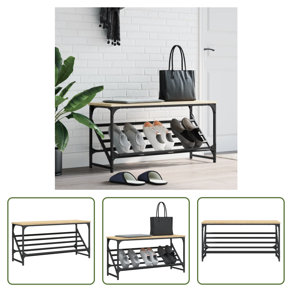 Stojak na buty The Living Store dąb sonoma 90x30x45 cm materiał drewnopochodny