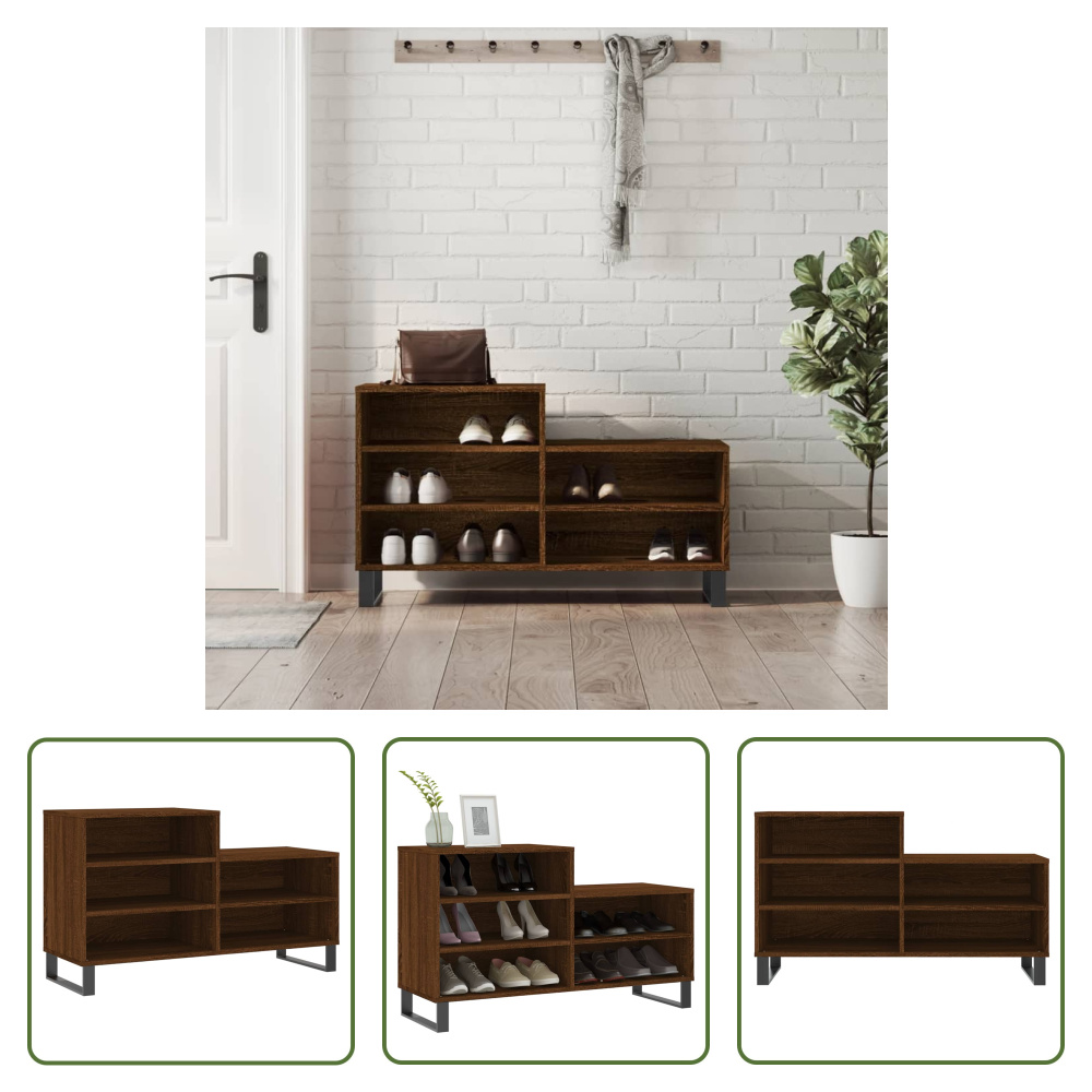 The Living Store Brązowy dębowy stojak na buty 102x36x60 cm materiał drewnopochodny