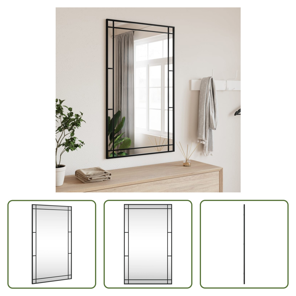 Lustro ścienne Living Store czarne 60x100 cm prostokątne żelazo